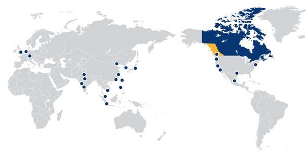 B.C. 무역투자청은 26개 지역에 대표 사무소를 두고 있습니다. 무역투자청은 무역, 해외 직접 투자 및 기타 투자 기회를 촉진하여 캐나다 B.C.에서 사업을 영위하고 브리티시컬럼비아에서 주요 시장으로 수출하는 것에 대한 통찰력을 제공합니다.